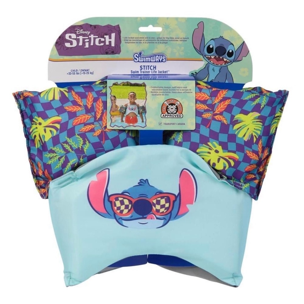 Disney Kids Swim Stitch Light Blue Purple Tropical Swim Trainer Jacket
New NWT